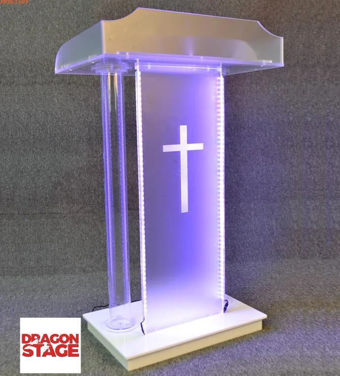 Dragonstage Organic Glass Conference Acrylic Podium Lectern with Angled Reading Surface