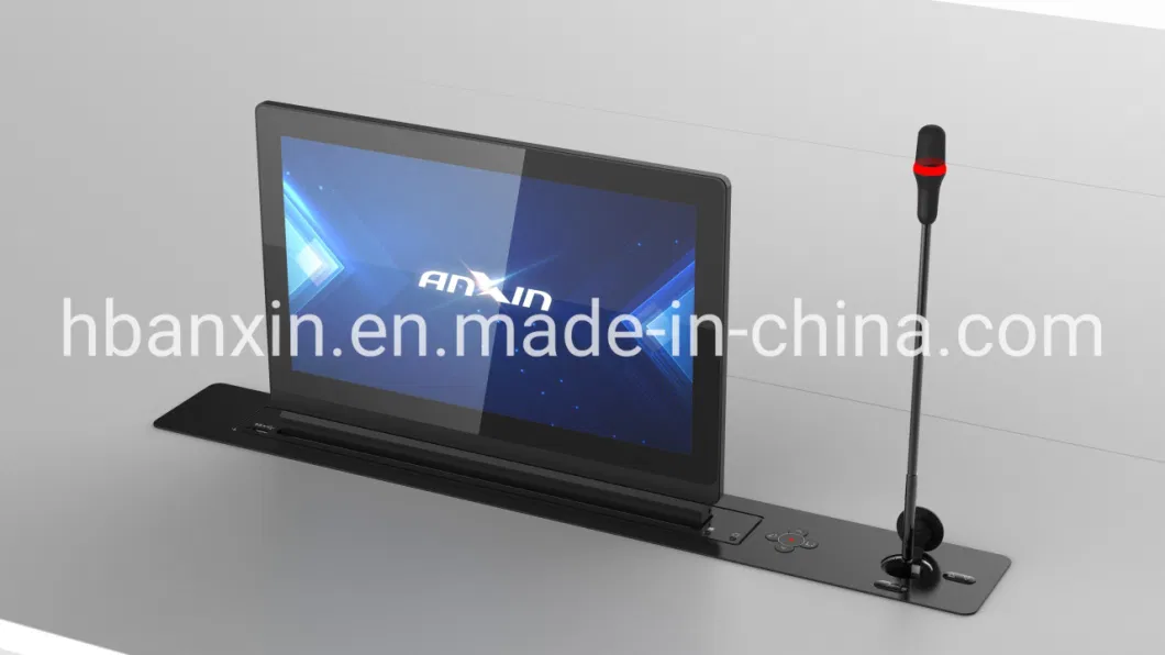 Customized Intelligent Office Equipment for Conference System Tabletop Motorized Retractable LCD Monitor Lift All in One System with Microphone and Touch Screen