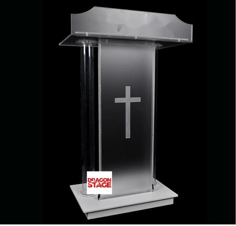 Dragonstage Organic Glass Conference Acrylic Podium Lectern with Angled Reading Surface