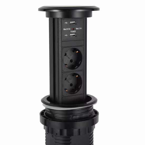 Toma de panel de aluminio de toma de corriente eléctrica de escritorio de aluminio con USB