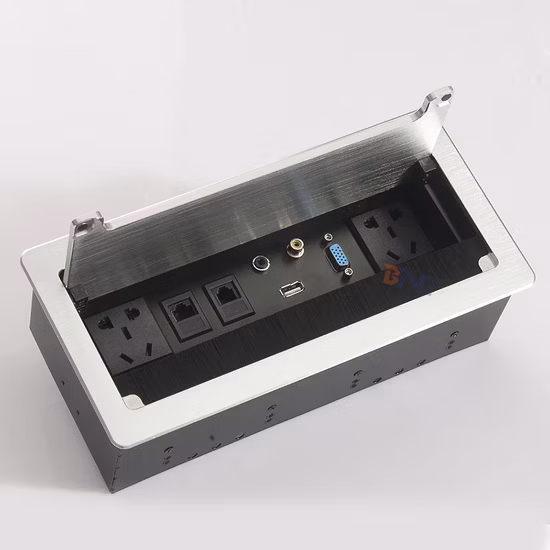 Toma multimedia amortiguada abatible rectangular para mesa de conferencias